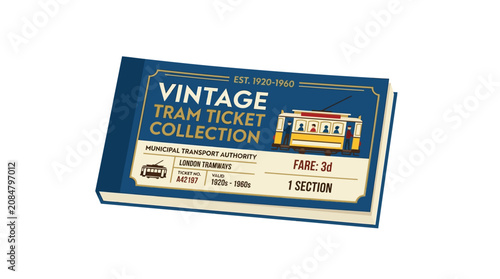 Konstfotografi Vintage Tram Ticket Collection Book - Retro Transportation Memorabilia