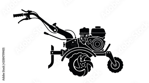 Konstfotografi Tiller machine for gardening and landscaping.