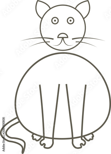 Simple line drawing of a fat cat sitting down.