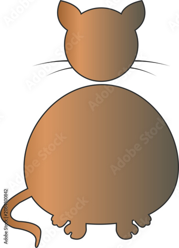 Cute fat cat illustration with round body shape and whiskers in a simple flat style.