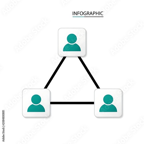 Organizational hierarchy infographic with three people