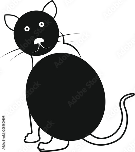 Simple black cat illustration made with geometric shapes for children and school projects.