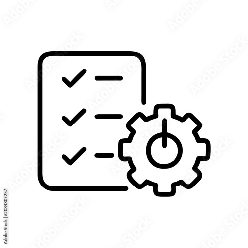 Foto Checklist and gear icon for planning and process management.