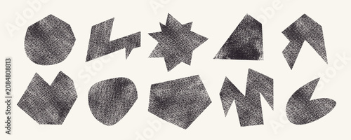 Set of scrapbook design elements. Noisy grainy texture backgrounds, speech bubbles, clouds, place for text. Cut out paper style. School notes. Quote box, frame. Piece of paper. Hand drawn cute style.