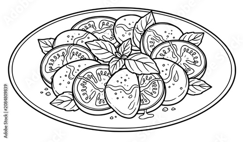 Healthy Citrus Fruit Plate Hand Drawn Line Art Illustration with Orange Lemon and Grapefruit Slices