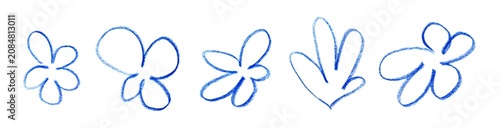 Hand drawn crayon flower on black
