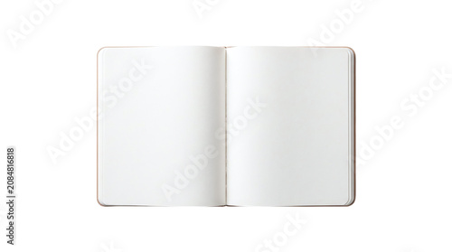 Принти на полотні Open blank softcover notebook with smooth cream pages on a transparent backgroun
