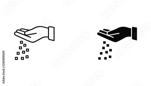 Foto Hand sowing seeds vector icon isolated on white Black and white outline line art