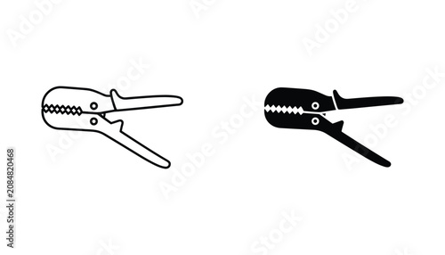 фотографія Wire crimper vector icon isolated on white Black and white outline line art and