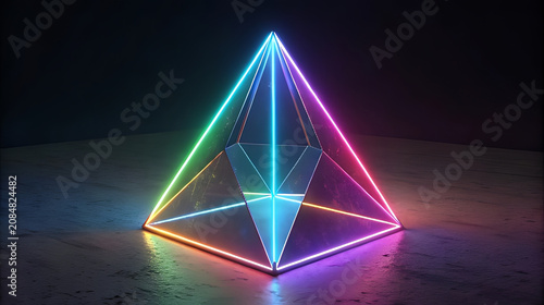 Geometric Prism With Neon Light Edges shape