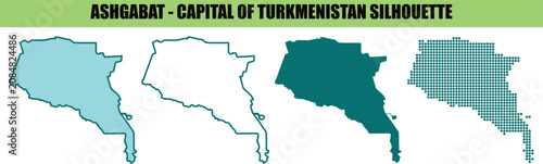 Ashgabat, Turkmenistan map silhouettes, city outline, geographic icons