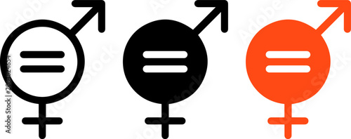Foto Gender equality symbols featuring male and female signs with equal sign icon
