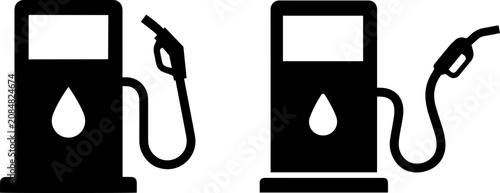 Fotografía Black silhouette icons of gas station fuel pumps on a white background