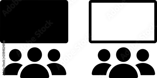 Canvastavla Audience watching a presentation screen icon set in a minimalist style