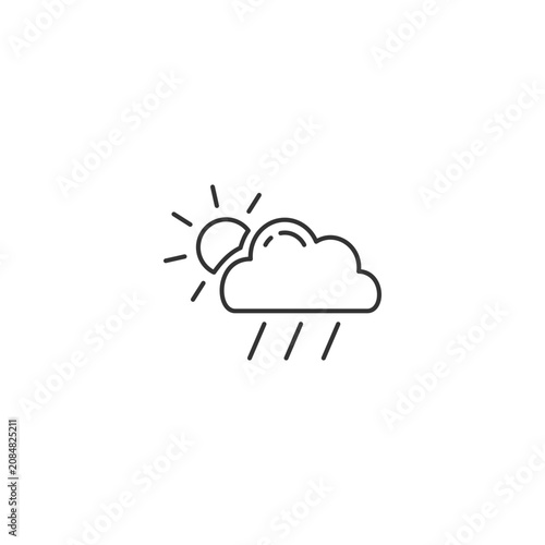 Weather icon, sunny rain cloud, climate symbol, meteorology sign
