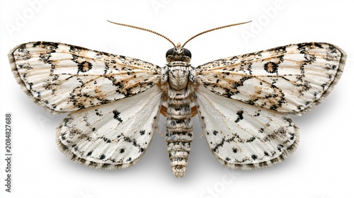 Detailed Beehive Honey Moth Vitula Serratilineella Isolated on White Background