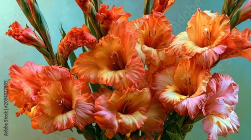 Vibrant Orange Gladiolus Flower Bouquet in Soft Colors for Elegant Arrangements