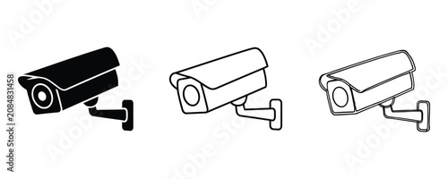 CCTV security surveillance camera protection icon set in Different Styles
