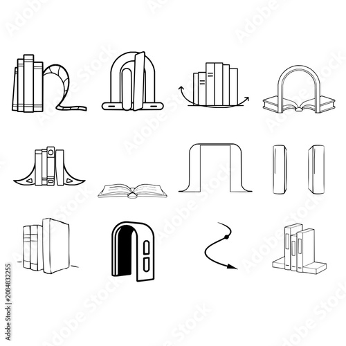 Bild auf Leinwand Bookend Spinning Single Color Outline on White Background