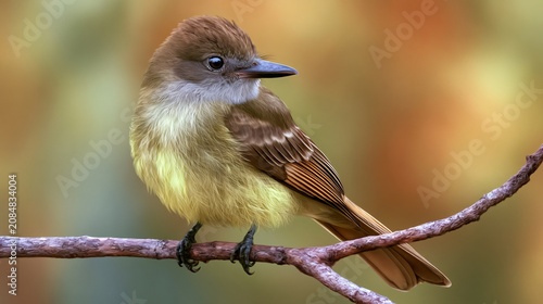 Endemic Flycatcher Bird Myiarchus Magnirostris on Galapagos Island