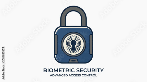 Biometric security concept with a padlock featuring a fingerprint scan and keyhole for advanced access control
