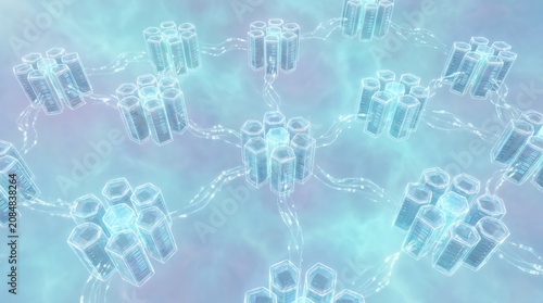 3D Rendering of Gap Junction Channels and Connexons in a Molecular Cellular Network, Scientific Visualization of Protein Structures