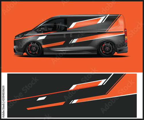 Modern Van Wrap Design with Bold Graphics