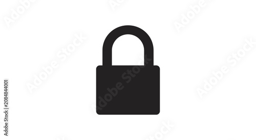Padlock icon, symbolizing security, privacy, and protection. Simple graphic on white background.