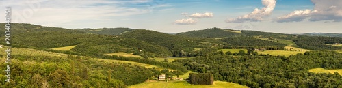 Konstfotografi Panoramic view of rolling hills of Tuscan vineyards in the Chianti wine region