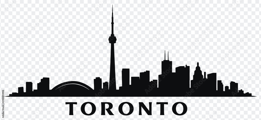 Obraz premium Toronto city skyline silhouette vector illustration with famous landmarks
