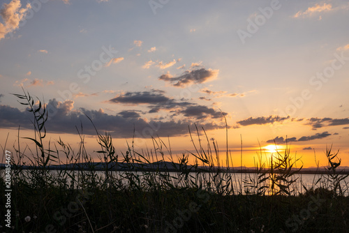sunset over the river