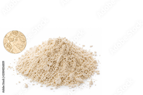 fermented yeast on white background 