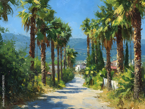 Palm trees on a tropical beach, Alley of Palms 