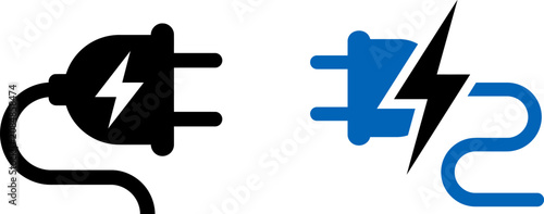 Canvas Print Electric plug and lightning bolt icons