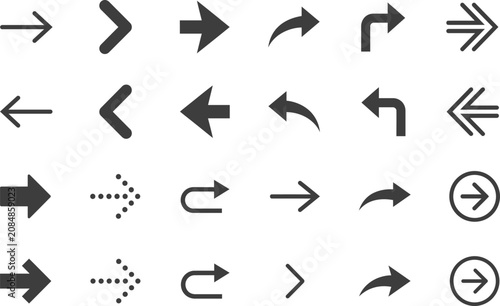 Bild auf Leinwand Set of various arrow icons in black color