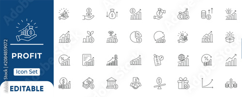 Fotografía Profit and finance line icons set