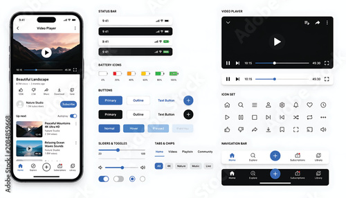 Digital Camera Interface Tools and Smartphone Video UI UX Elements Collection, Camera interface tools. viewfinder screen. UI UX video elements