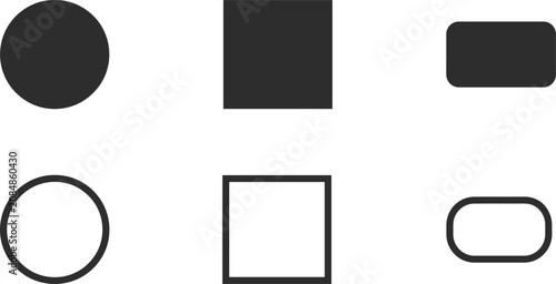 Bilde på lerret Set of six basic geometric shapes in black