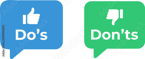 Tableau sur toile Do's and don'ts thumbs up and down icons