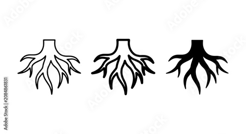 Canvastavla Root System Icons, Plant Foundation Graphics, Tree Base Vector Set