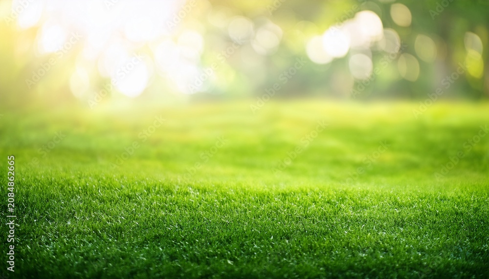 Fototapeta premium D Burred Defocus Green Grass Field Background