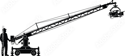 Konstfotografi Camera crane silhouette collection, film production outline figure, video motif
