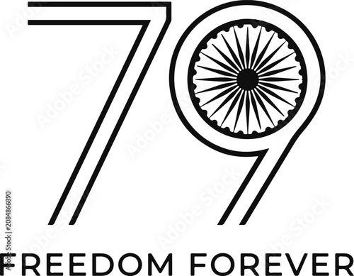 India's 79th independence day logo with Ashoka chakra and typography