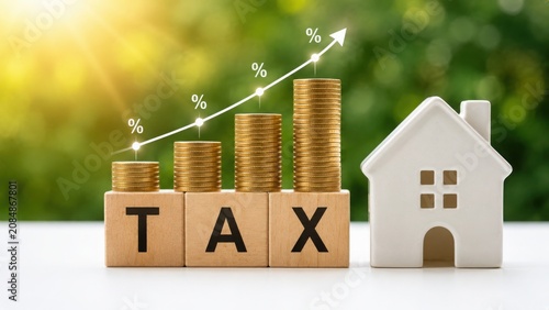 Rising property taxes concept increasing tax burden on real estate and home ownership