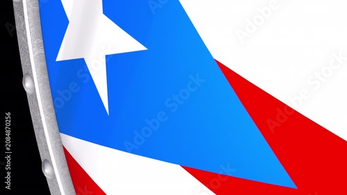 Metallic Shield Transitions with the Flag of Territory of Puerto Rico of United States of America