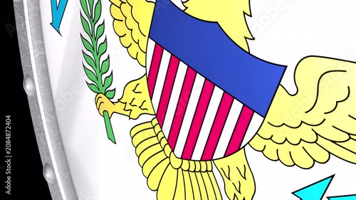 Metallic Shield Transitions with the Flag of Territory of United States Virgin Islands of United States of America