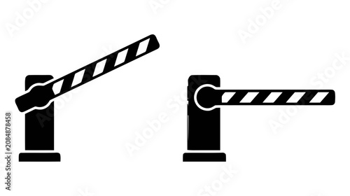 Vector illustration of road barrier gate open and closed positions vector icon on a transparent background