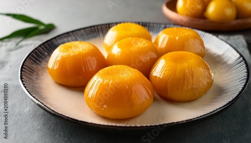 golden egg yolk sweets thong yip on ceramic plate