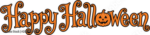Happy Halloween greeting with pumpkin and decorative text  festive holiday message