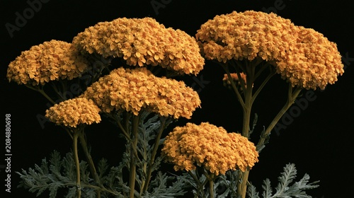 Vibrant Yellow Yarrow Flower on Elegant Black Background